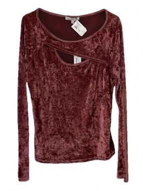 RED HAUTE Split Chest Pullover Top, Women’s M, Rose/Brown